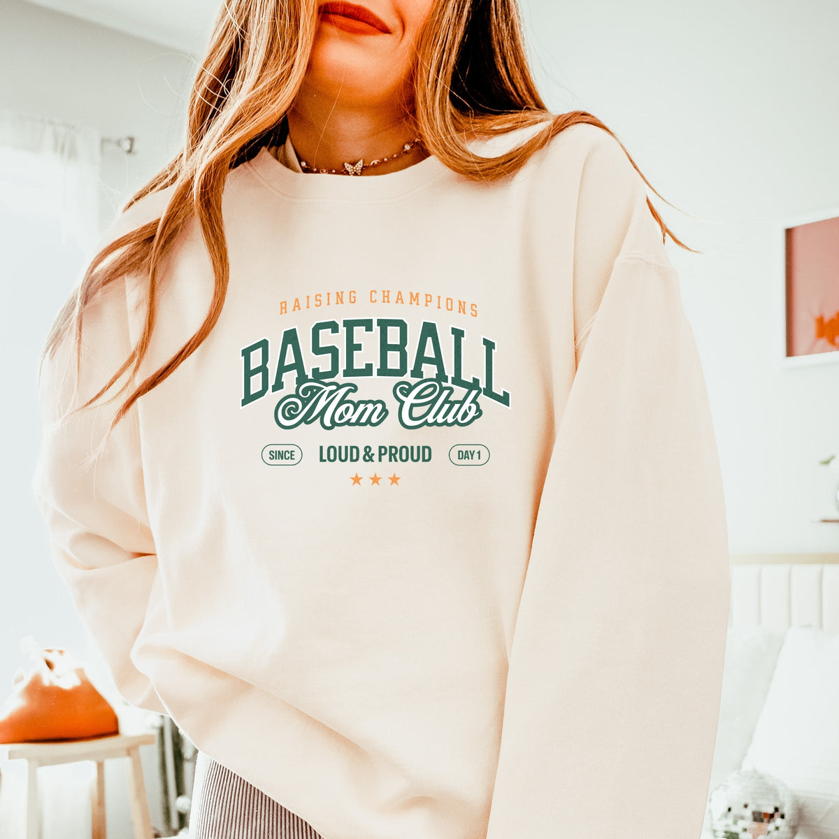 Baseball Mom Club Loud & Proud - Women's Lightweight Garment Dyed Sweatshirt
