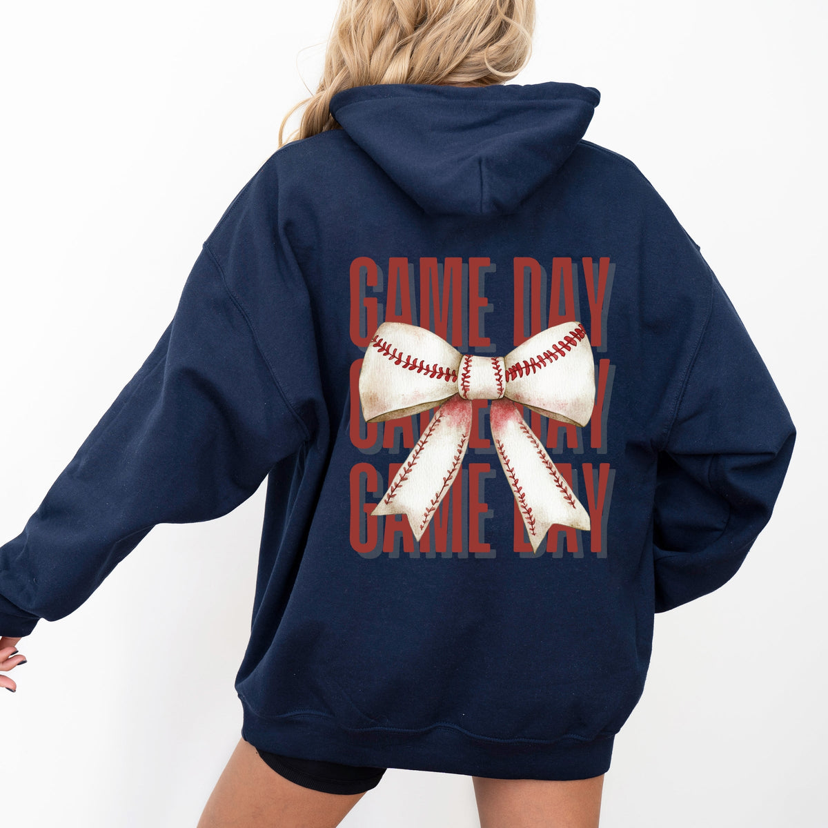 Baseball Game Day Stacked Coquette Front and Back Design - Women's Graphic Hoodie