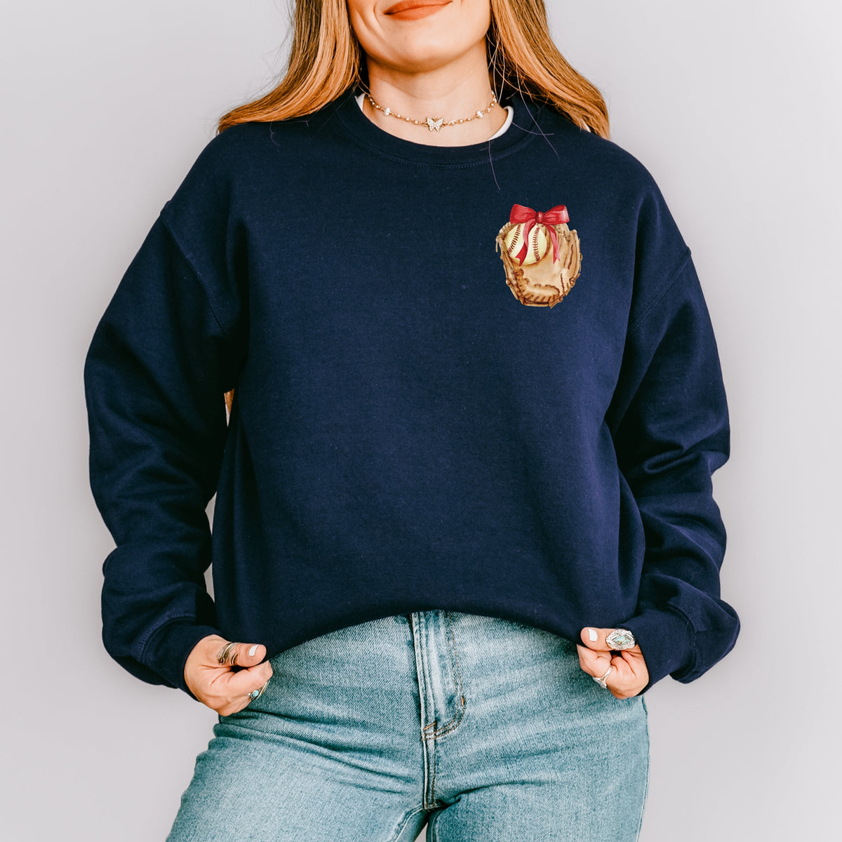 Watercolor Baseball Collage Coquette Front and Back Design -  Women's Graphic Sweatshirt