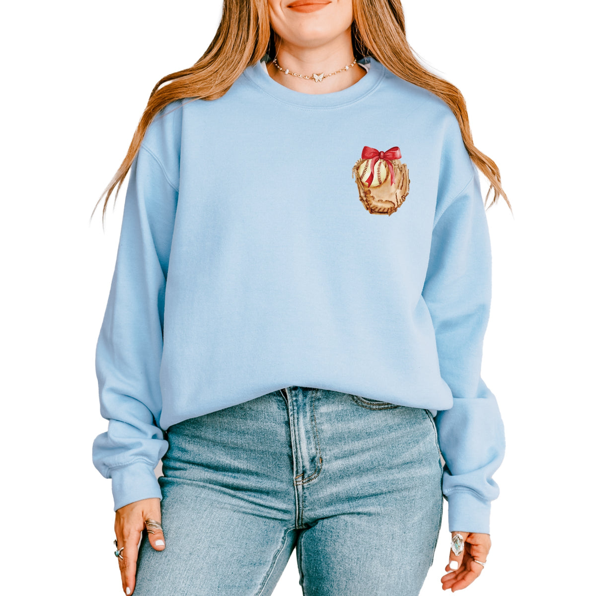 Watercolor Baseball Collage Coquette Front and Back Design -  Women's Graphic Sweatshirt