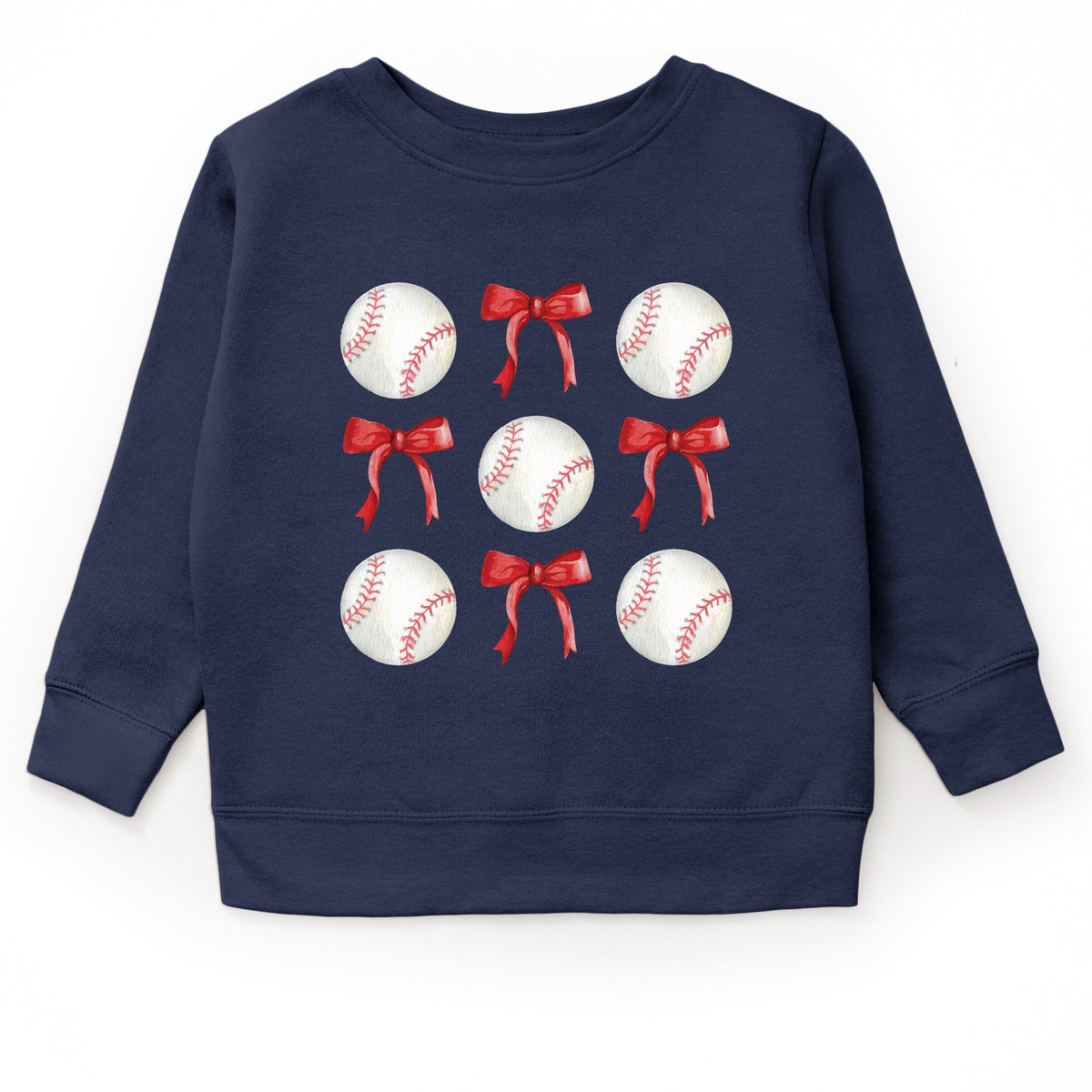 Baseballs and Red Bows Watercolor - Youth Graphic Sweatshirt