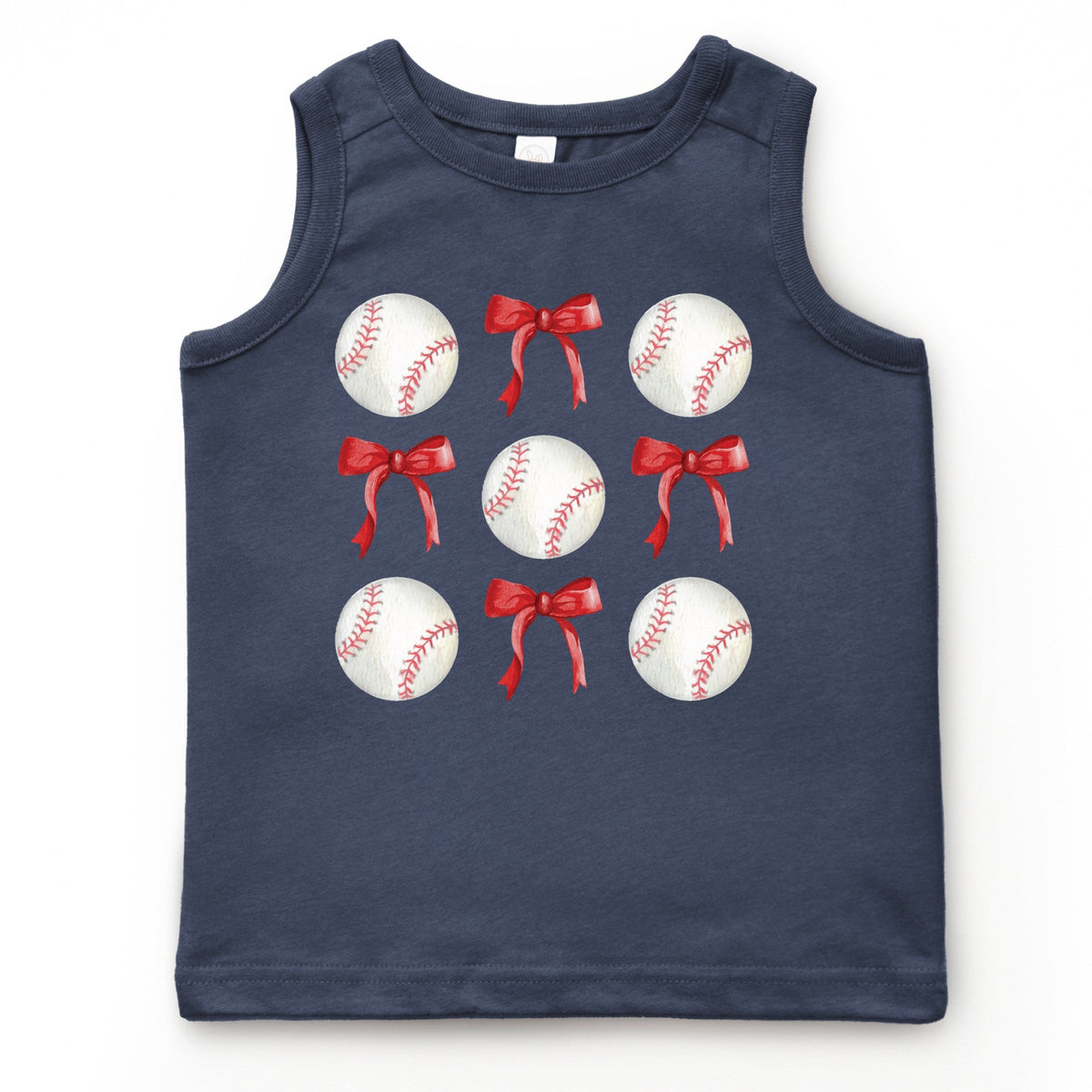 Baseballs and Red Bows Watercolor - Youth Tank Top