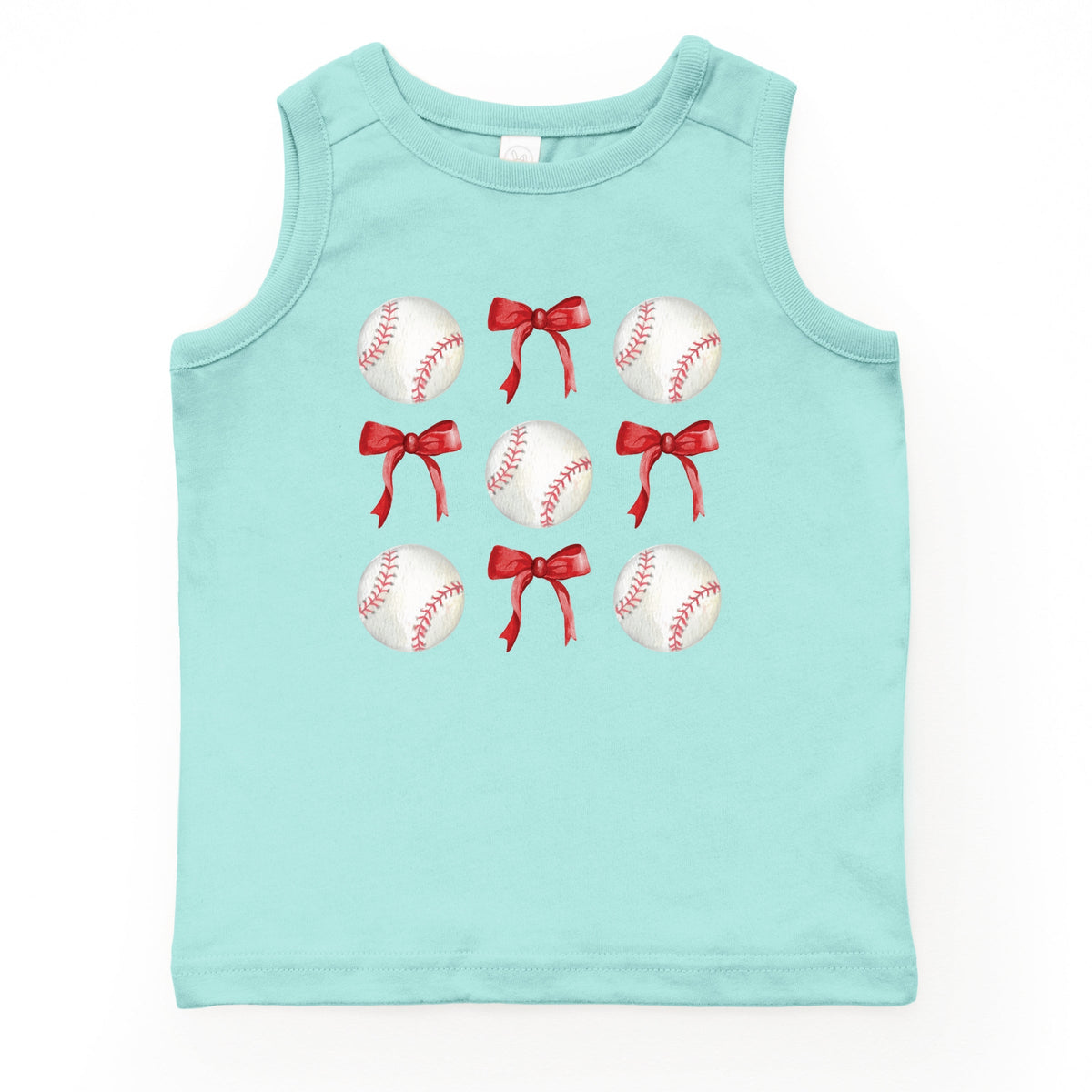 Baseballs and Red Bows Watercolor - Youth Tank Top