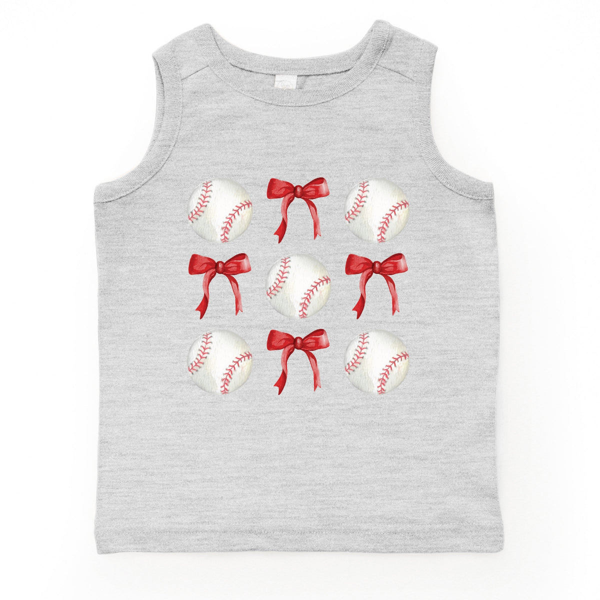 Baseballs and Red Bows Watercolor - Youth Tank Top