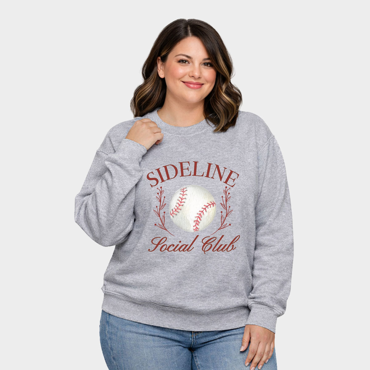 Baseball Sideline Social Club - Women's Plus Sized Graphic Sweatshirt