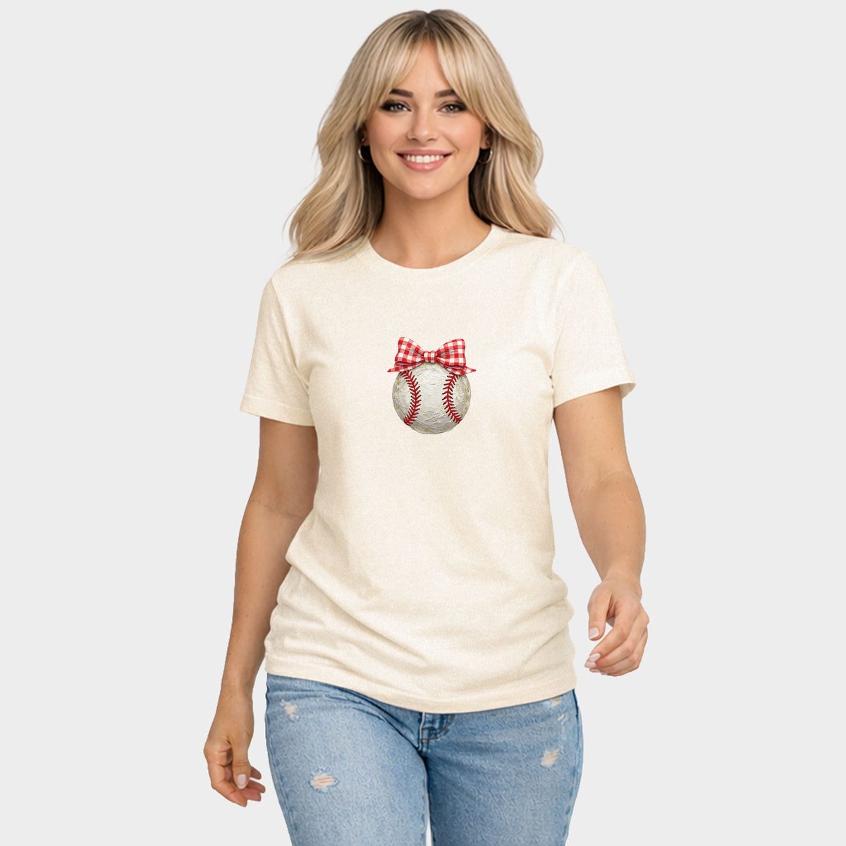 Baseball Bow Faux Paint - Women's Short Sleeve Graphic T-Shirt