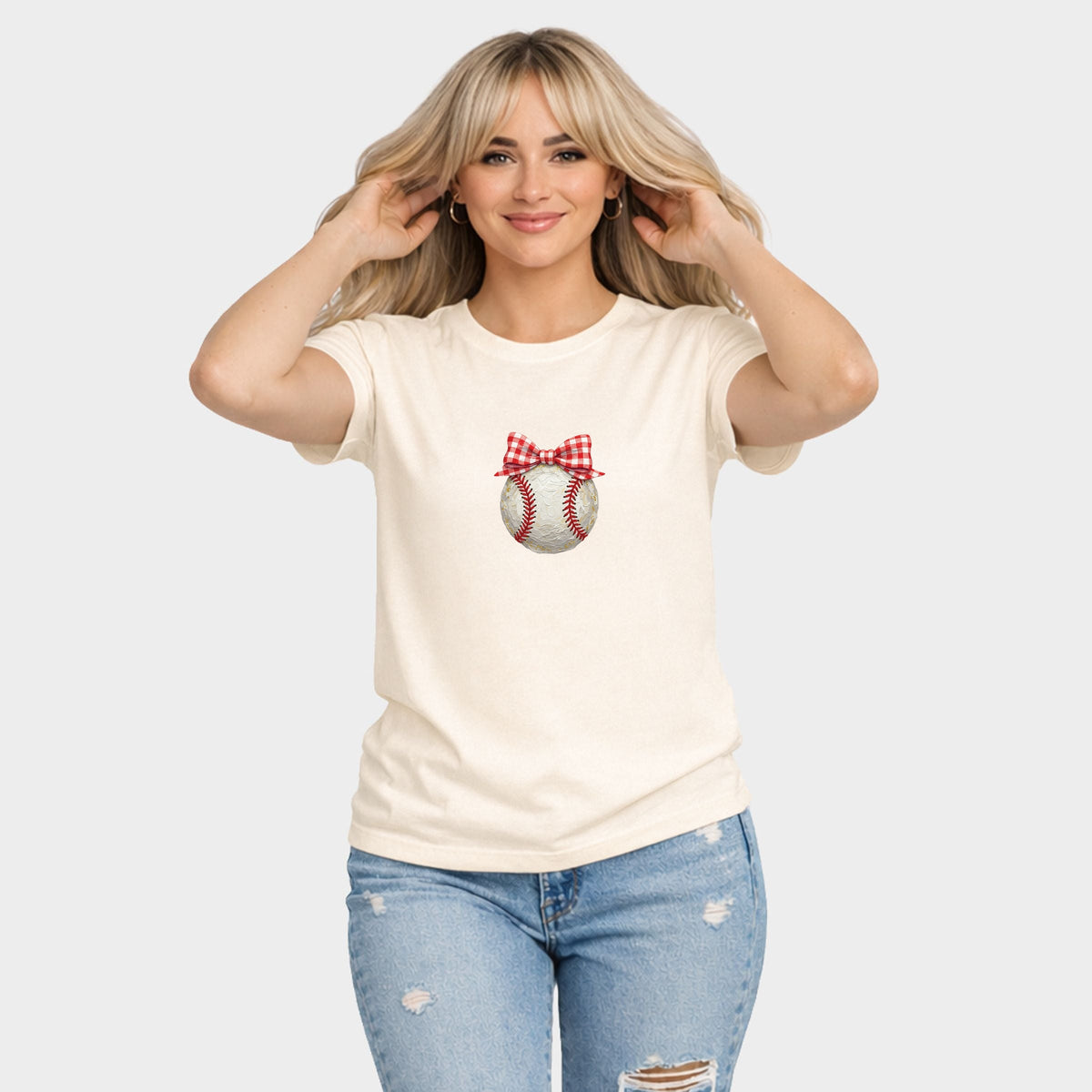 Baseball Bow Faux Paint - Women's Short Sleeve Graphic T-Shirt