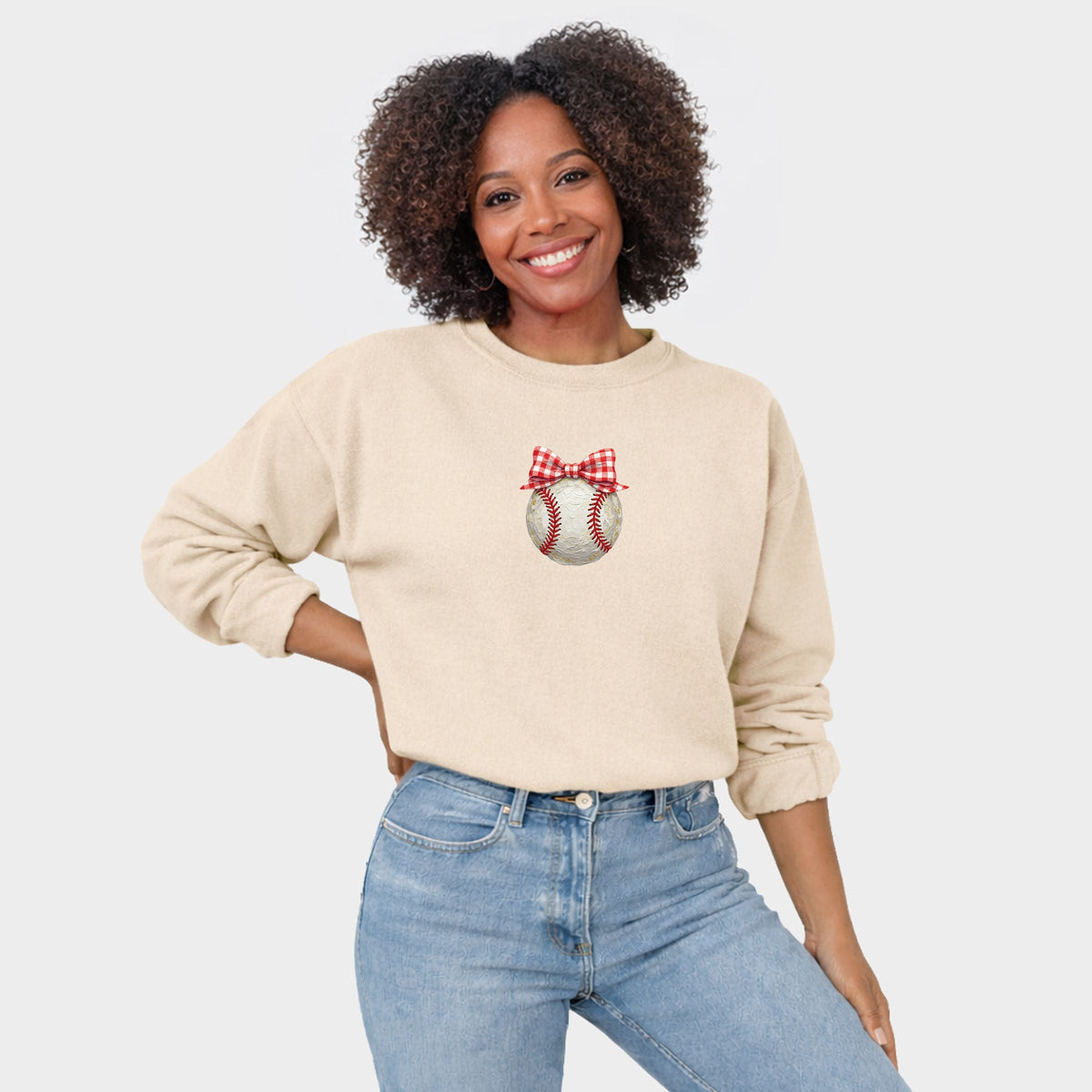 Baseball Bow Faux Paint - Women's Graphic Sweatshirt