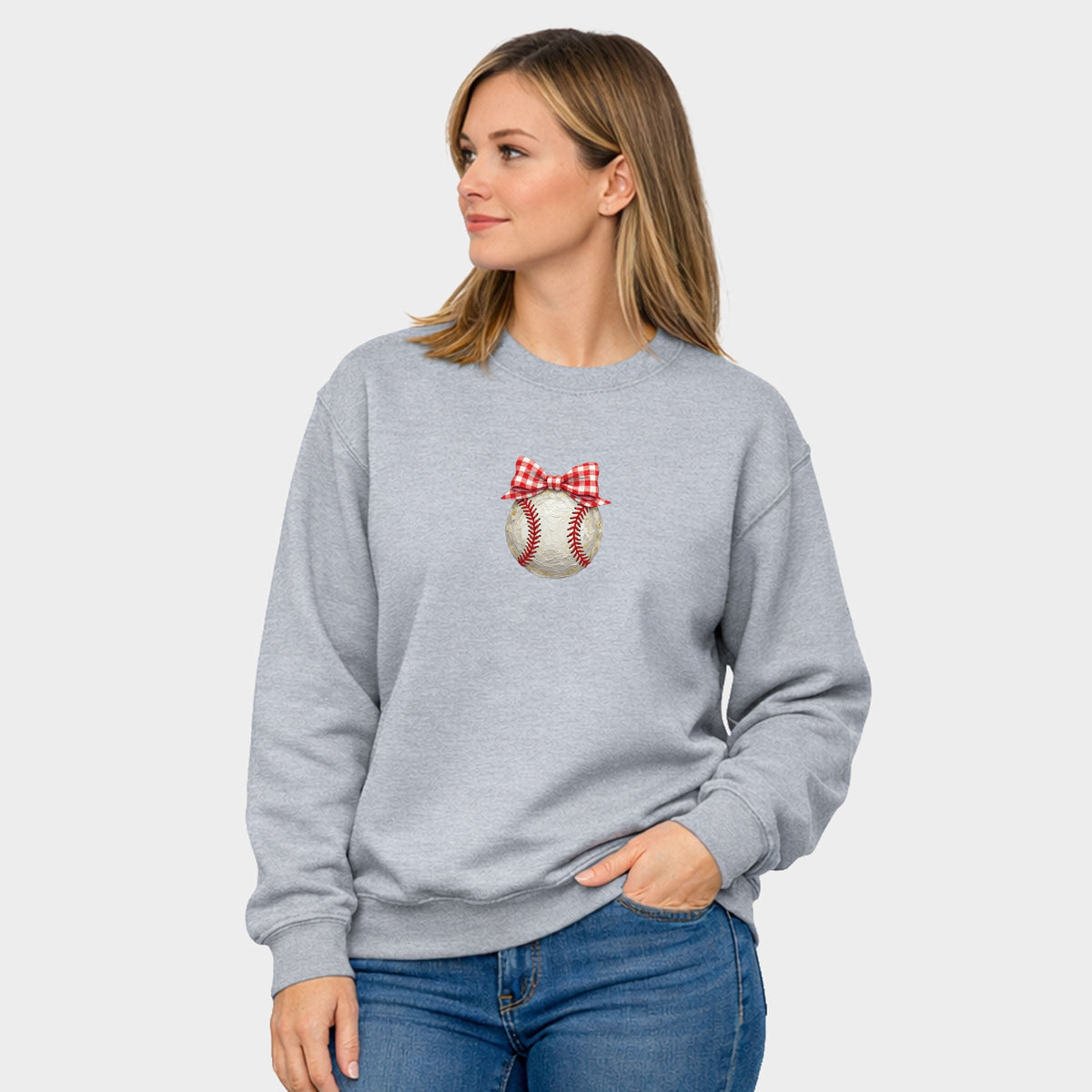 Baseball Bow Faux Paint - Women's Graphic Sweatshirt