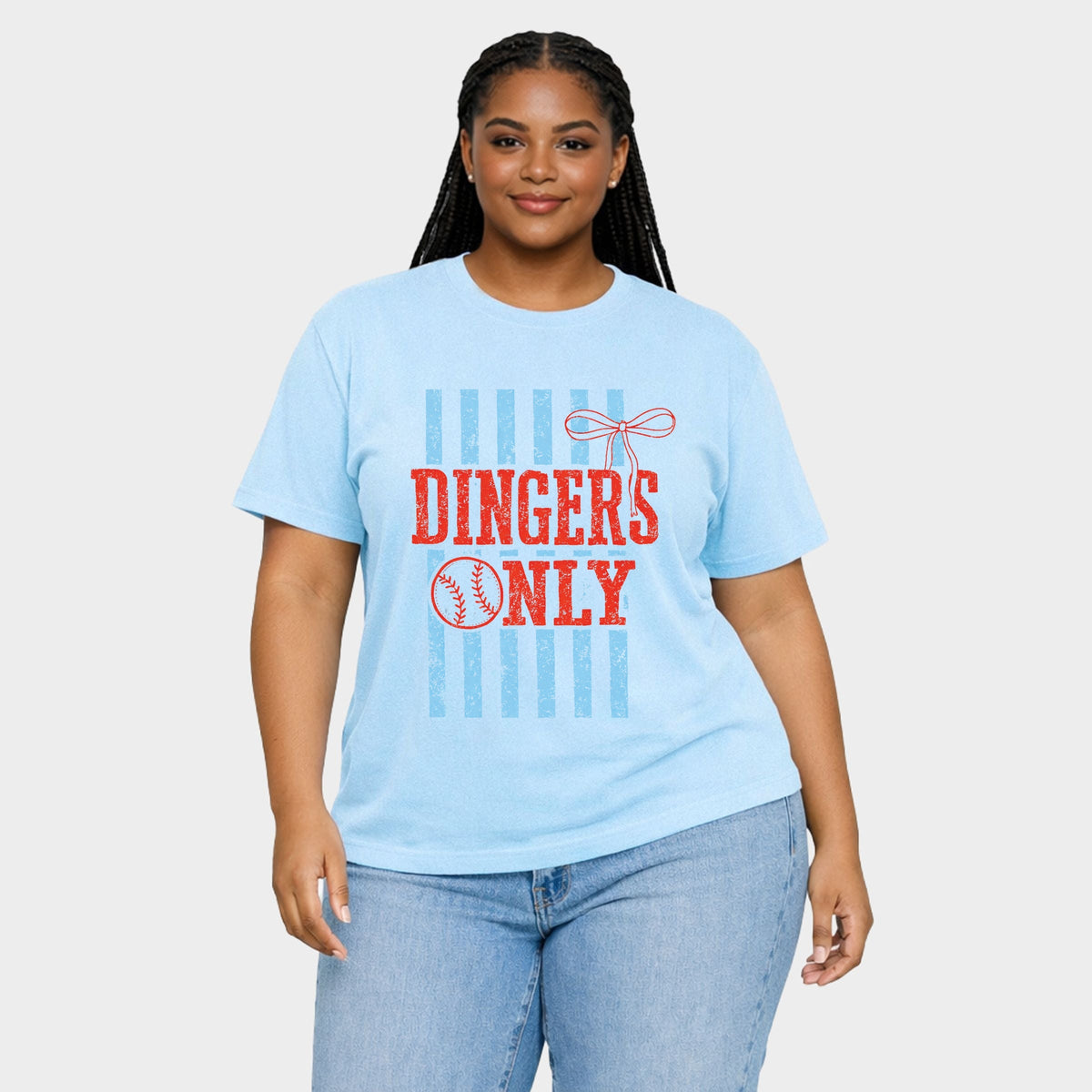 Dingers Only Stripes - Women's Plus Sized Garment Dyed Graphic T-Shirt
