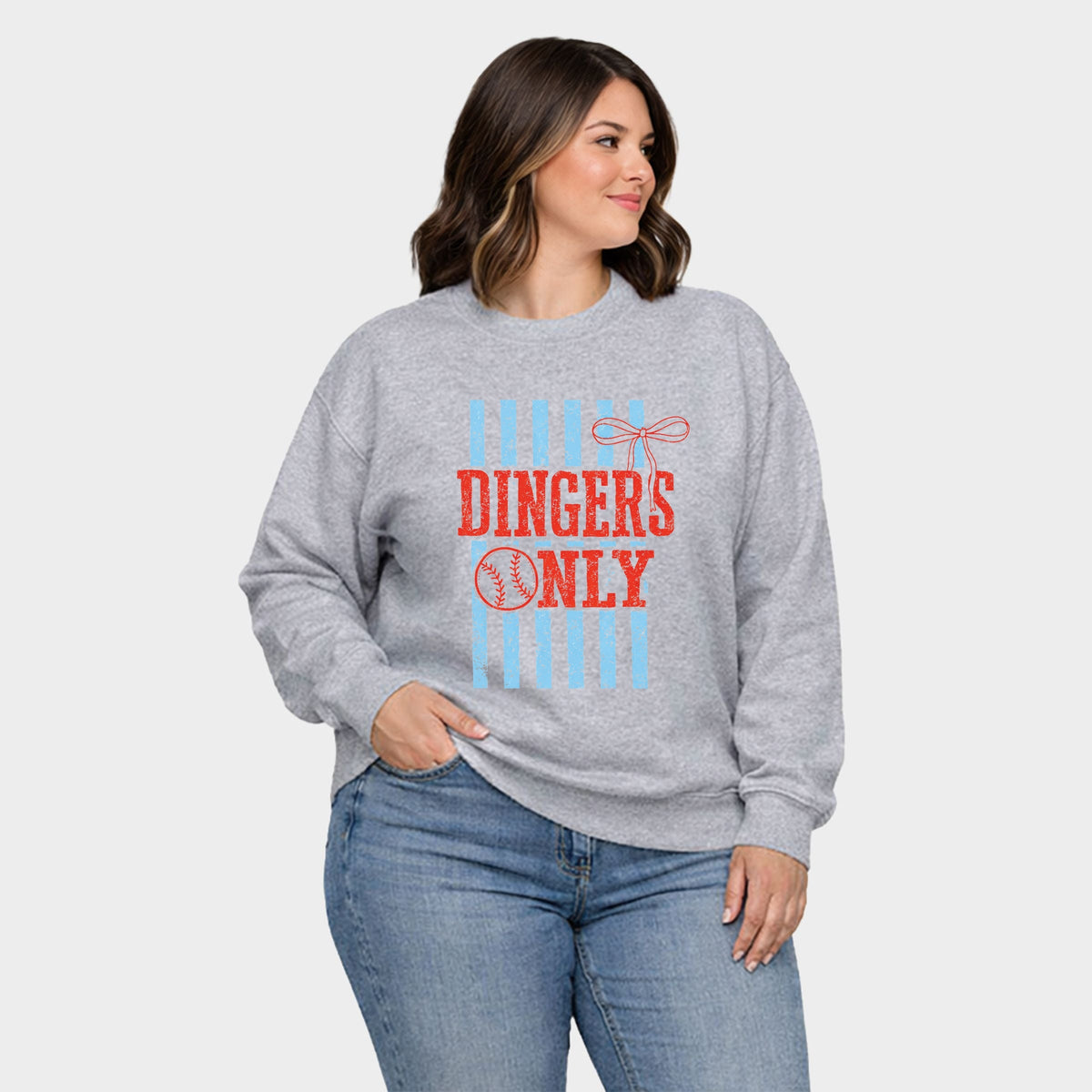 Dingers Only Stripes -  Women's Plus Sized Graphic Sweatshirt