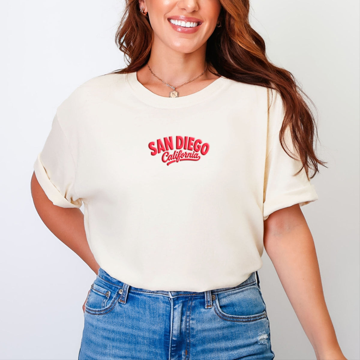 San Diego Vibrant Puff Print - Women's Garment Dyed Graphic T-Shirt