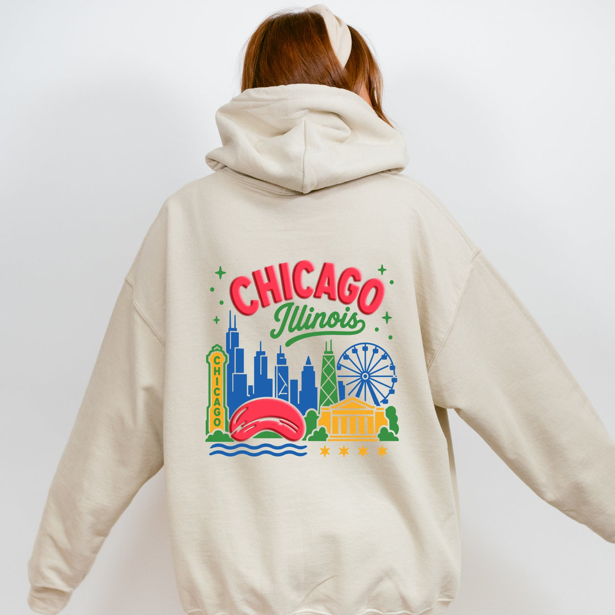 Chicago Vibrant Puff Print - Women's Graphic Hoodie