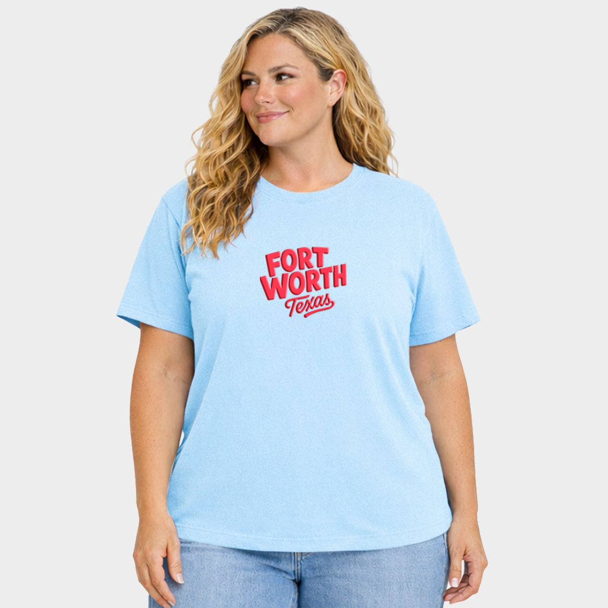 Fort Worth Vibrant Puff Print - Women's Plus Sized Garment Dyed Graphic T-Shirt