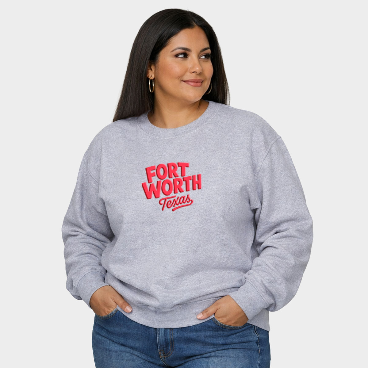 Fort Worth Vibrant Puff Print - Women's Plus Sized Graphic Sweatshirt