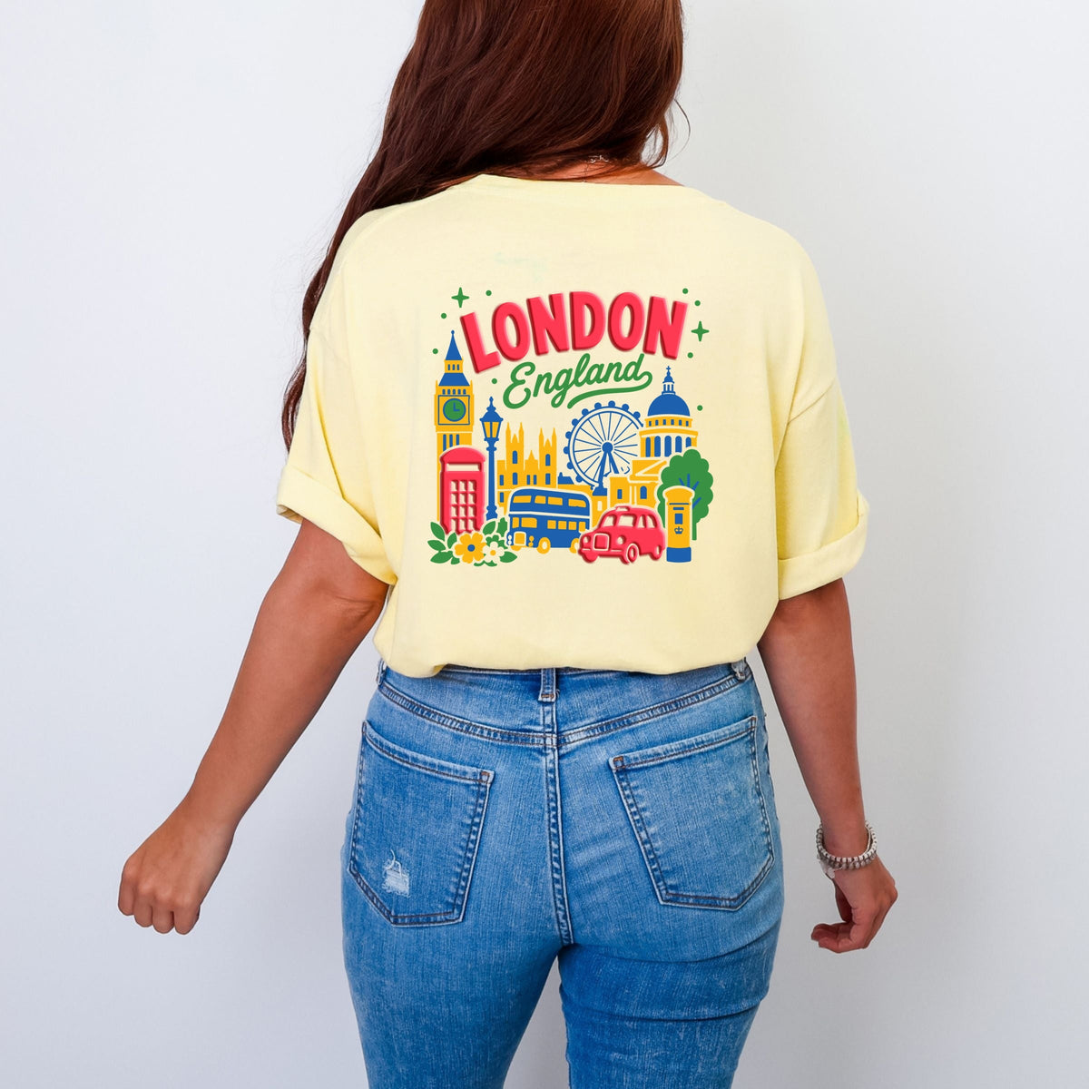 London Vibrant Puff Print - Women's Garment Dyed Graphic T-Shirt
