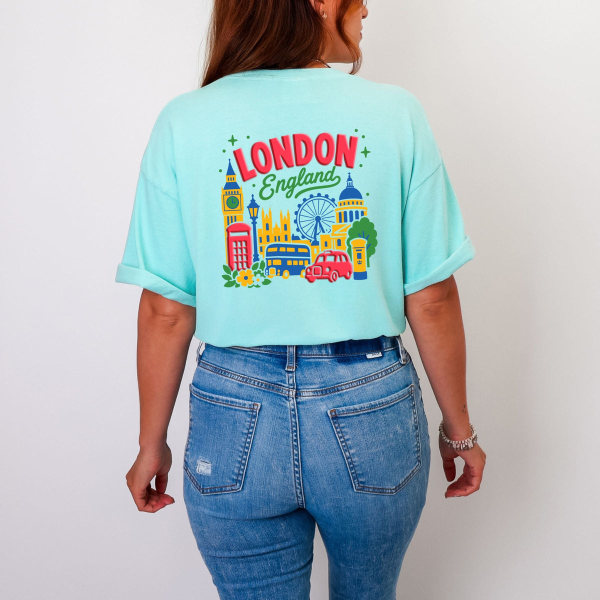 London Vibrant Puff Print - Women's Garment Dyed Graphic T-Shirt