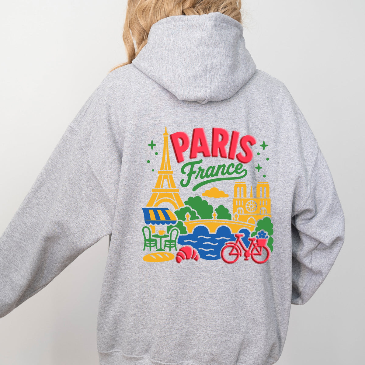 Paris Vibrant Puff Print - Women's Graphic Hoodie