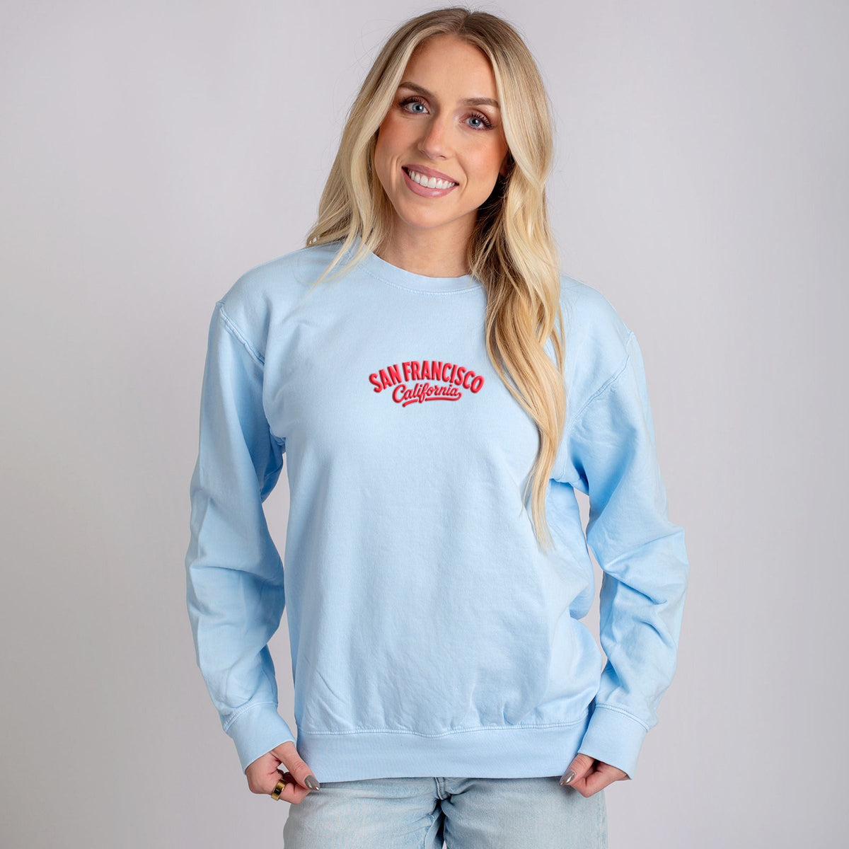 San Francisco Vibrant Puff Print - Women's Lightweight Garment Dyed Sweatshirt