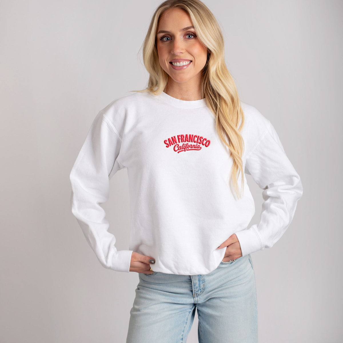 San Francisco Vibrant Puff Print - Women's Lightweight Garment Dyed Sweatshirt