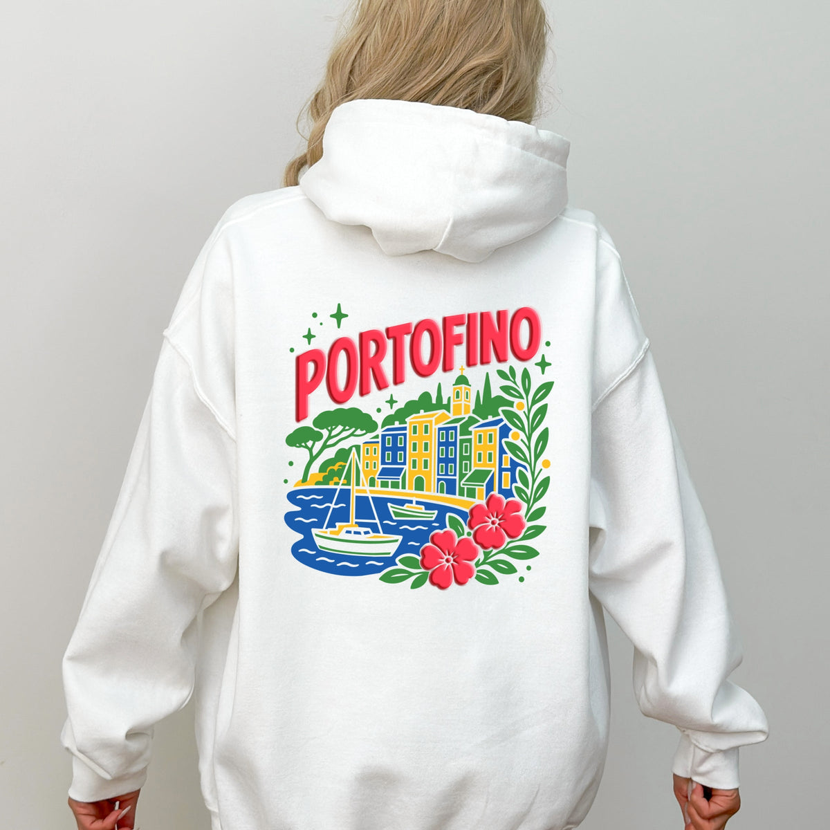 Portofino Vibrant Puff Print - Women's Graphic Hoodie