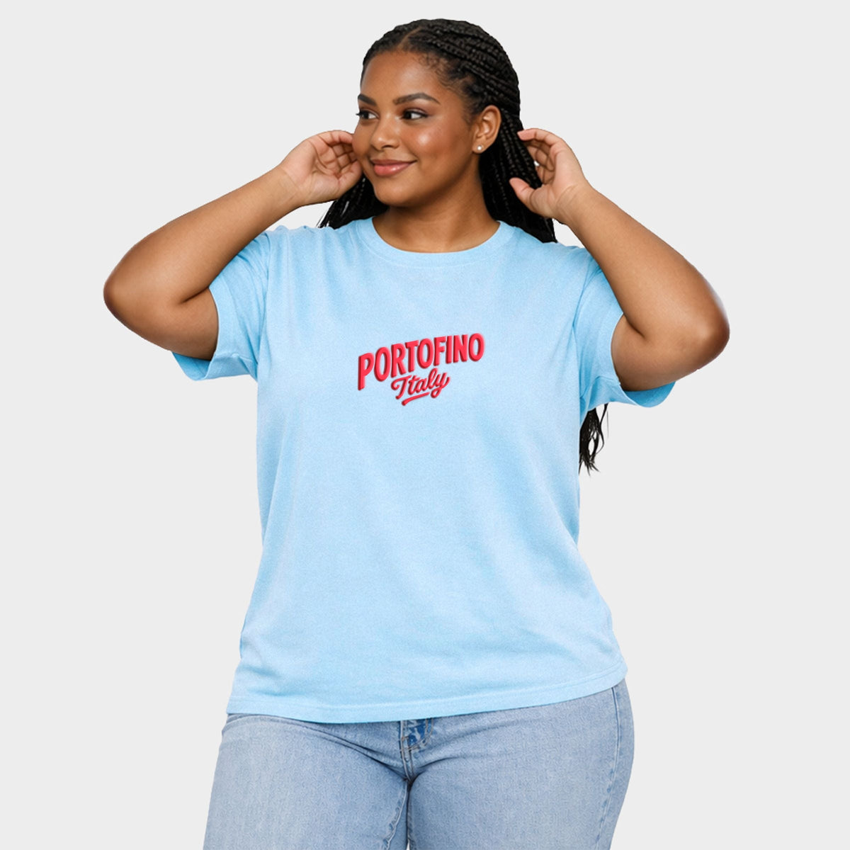 Portofino Vibrant Puff Print - Women's Plus Sized Garment Dyed Graphic T-Shirt