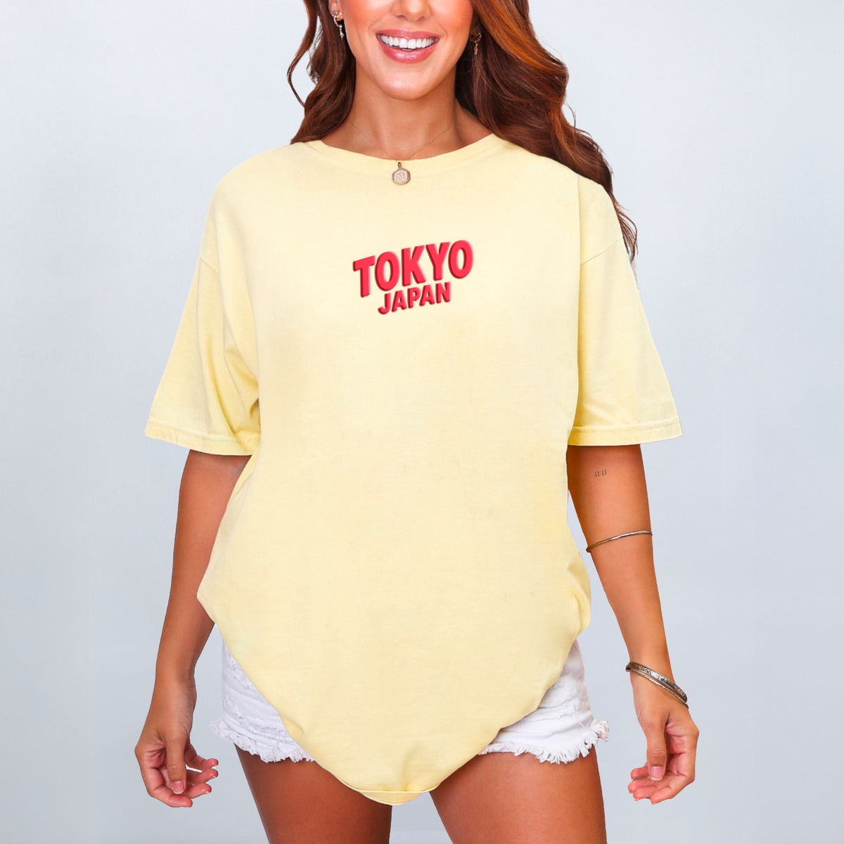 Tokyo Vibrant Puff Print - Women's Garment Dyed Graphic T-Shirt
