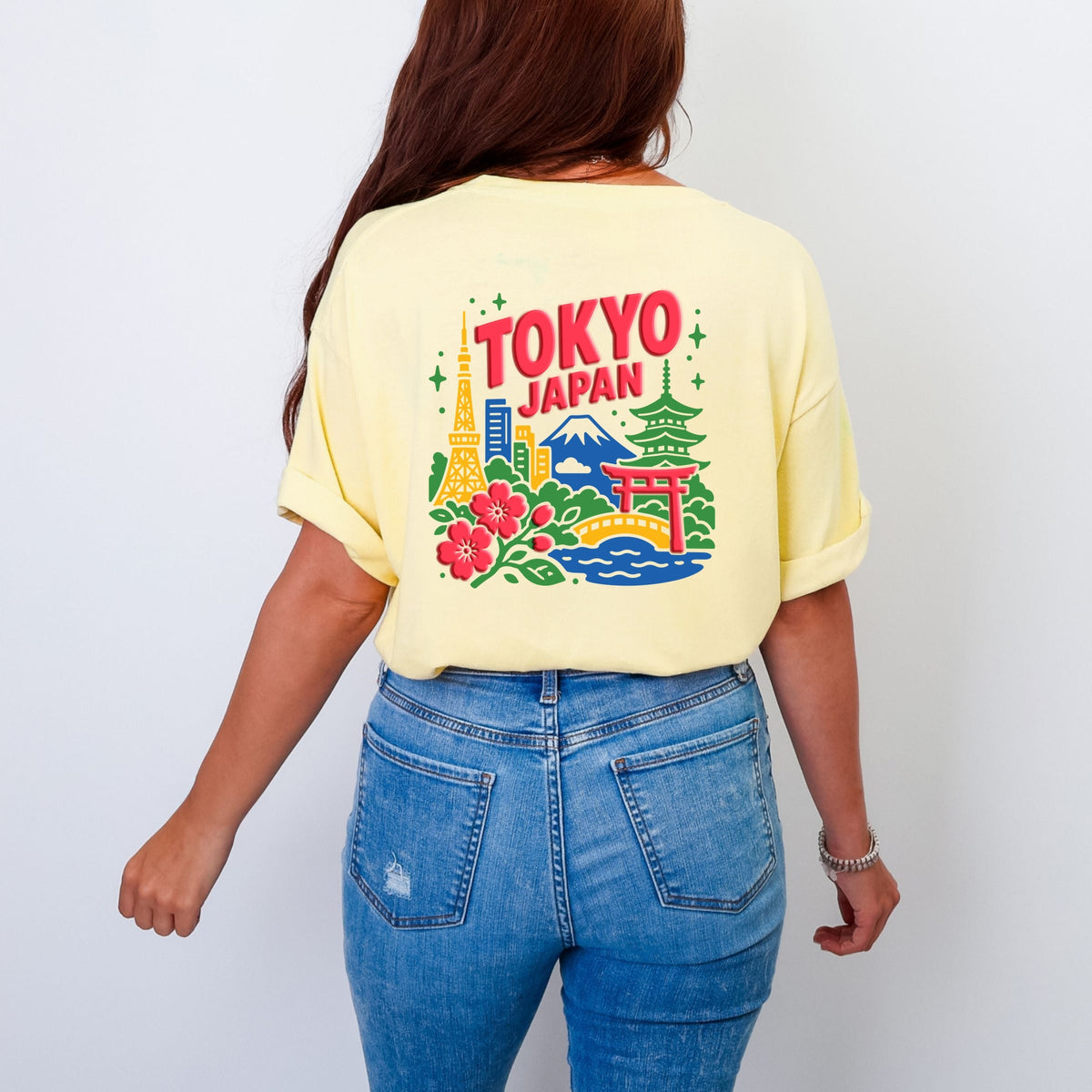 Tokyo Vibrant Puff Print - Women's Garment Dyed Graphic T-Shirt