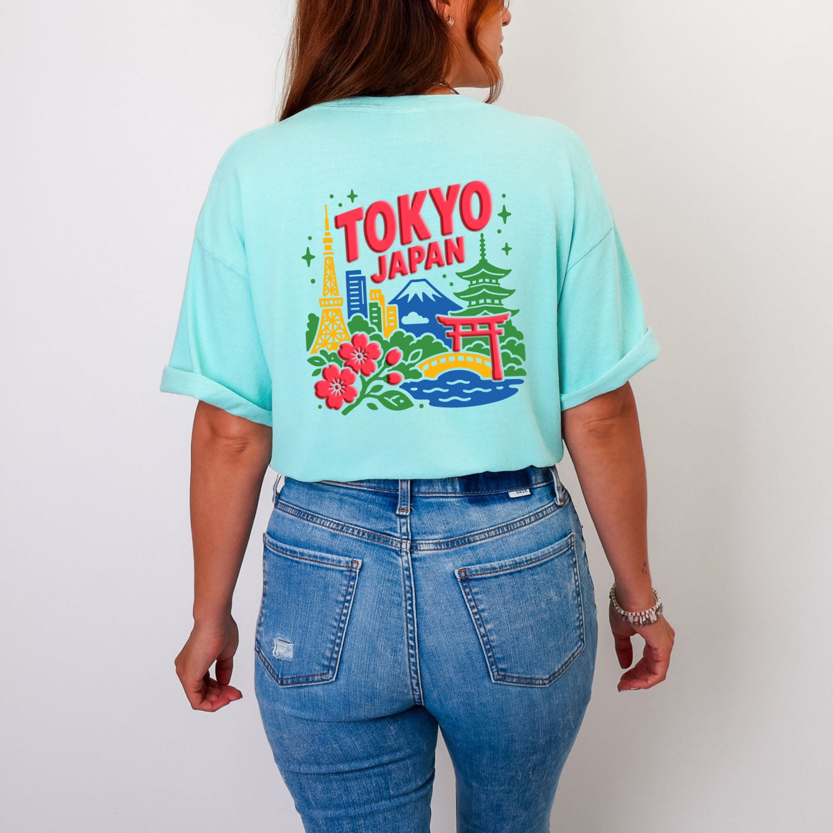 Tokyo Vibrant Puff Print - Women's Garment Dyed Graphic T-Shirt