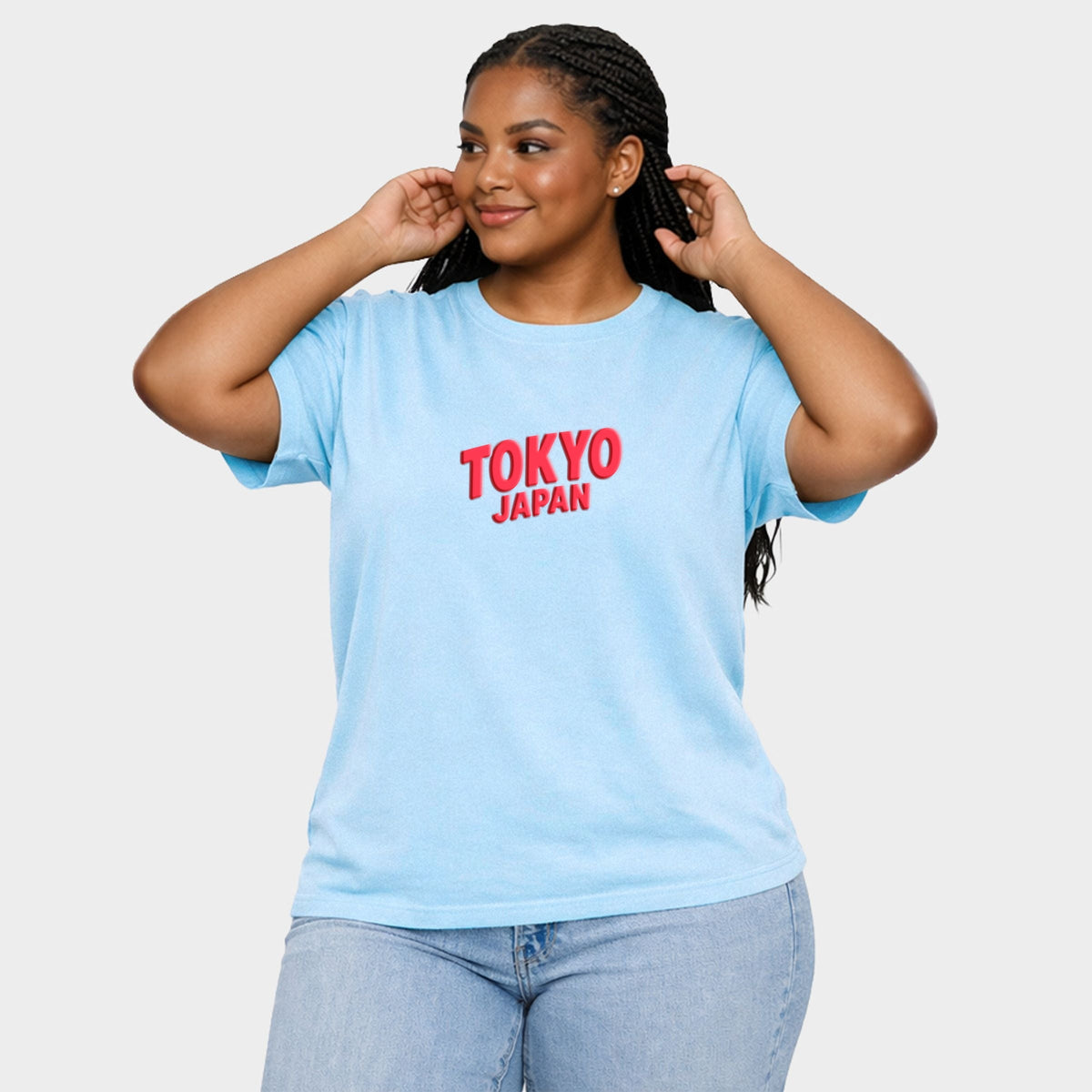 Tokyo Vibrant Puff Print - Women's Plus Sized Garment Dyed Graphic T-Shirt