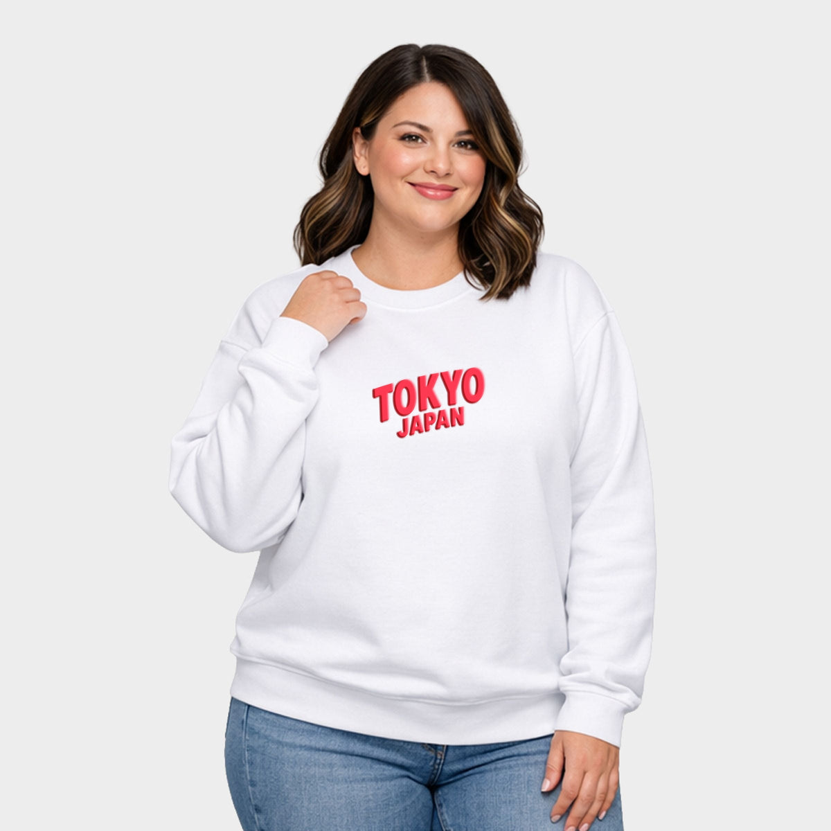 Tokyo Vibrant Puff Print - Women's Plus Sized Graphic Sweatshirt