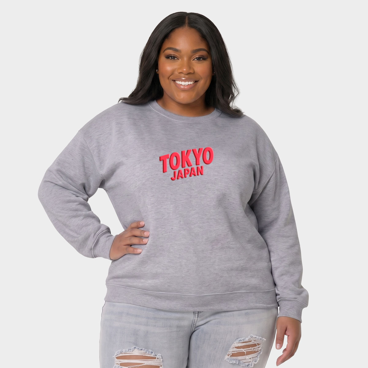 Tokyo Vibrant Puff Print - Women's Plus Sized Graphic Sweatshirt