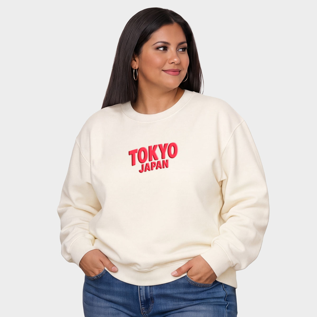 Tokyo Vibrant Puff Print - Women's Plus Sized Graphic Sweatshirt