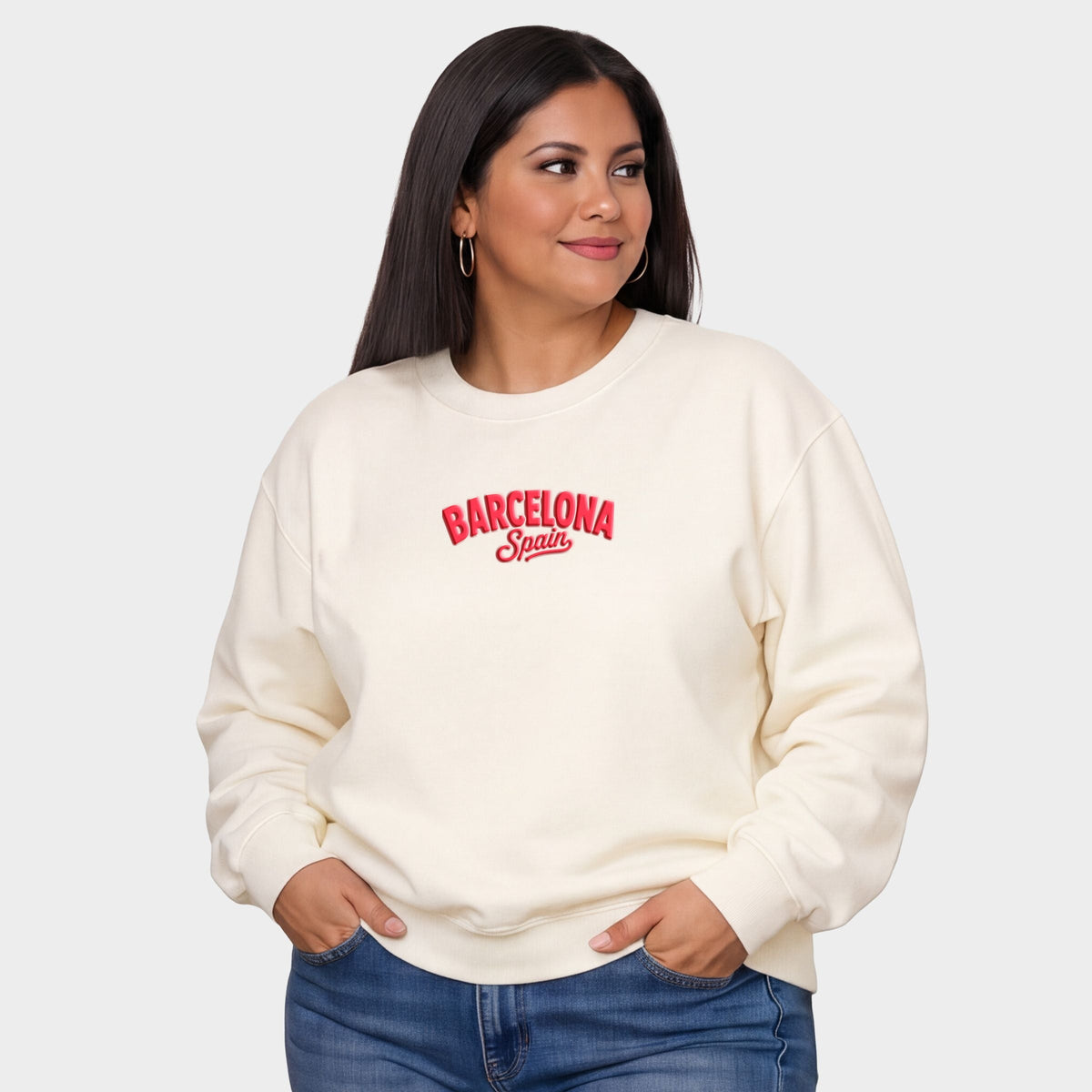 Barcelona Vibrant Puff Print - Women's Plus Sized Graphic Sweatshirt