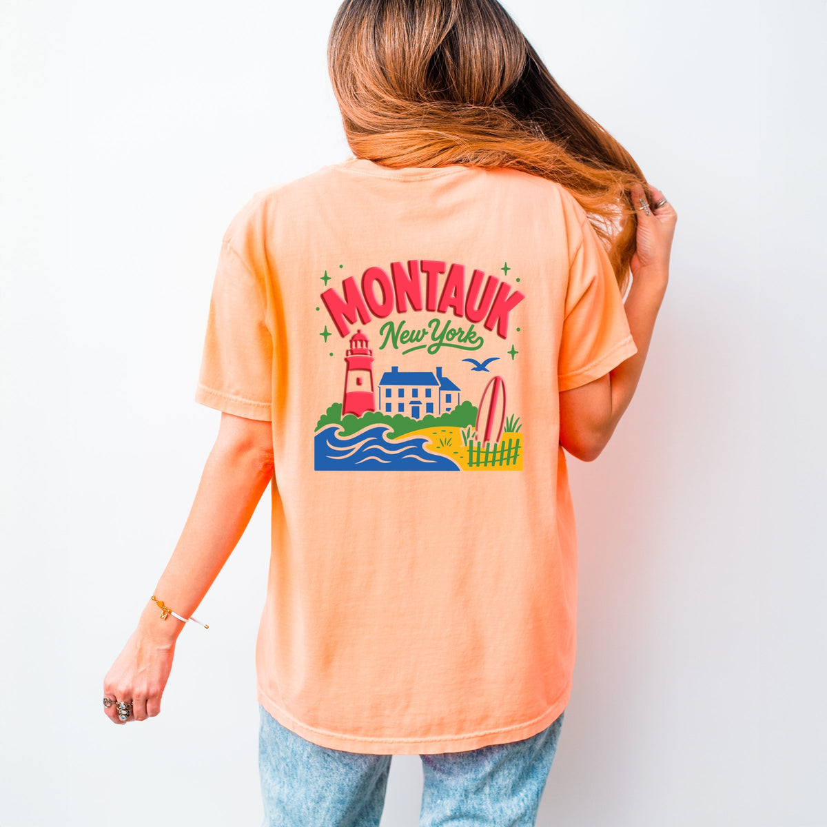 Montauk Vibrant Puff Print - Women's Garment Dyed Graphic T-Shirt