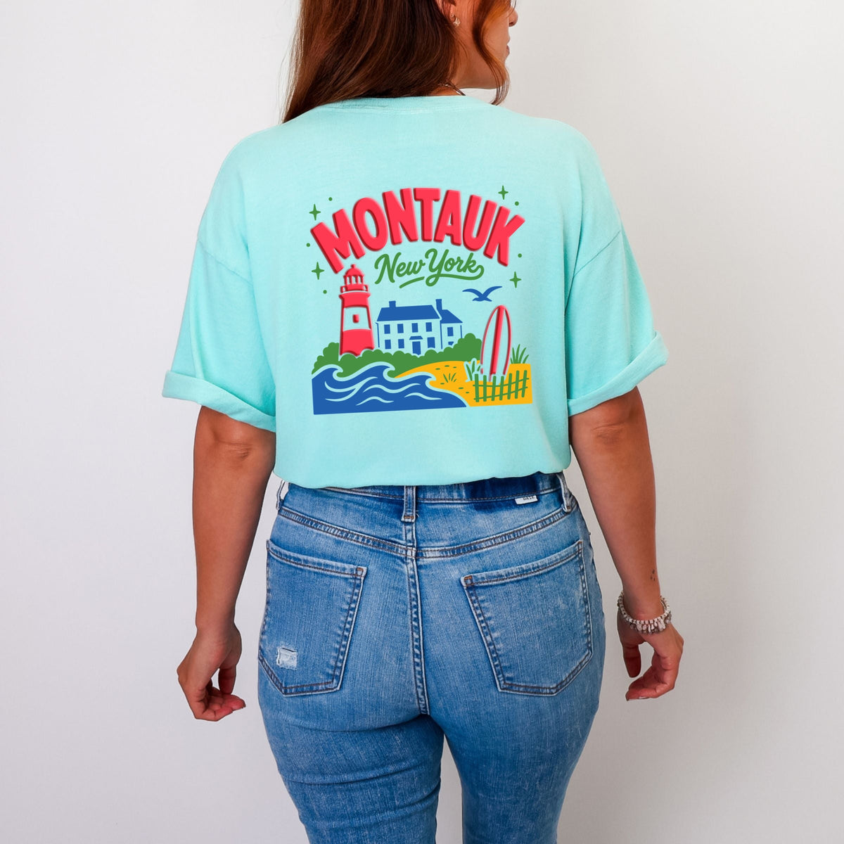 Montauk Vibrant Puff Print - Women's Garment Dyed Graphic T-Shirt
