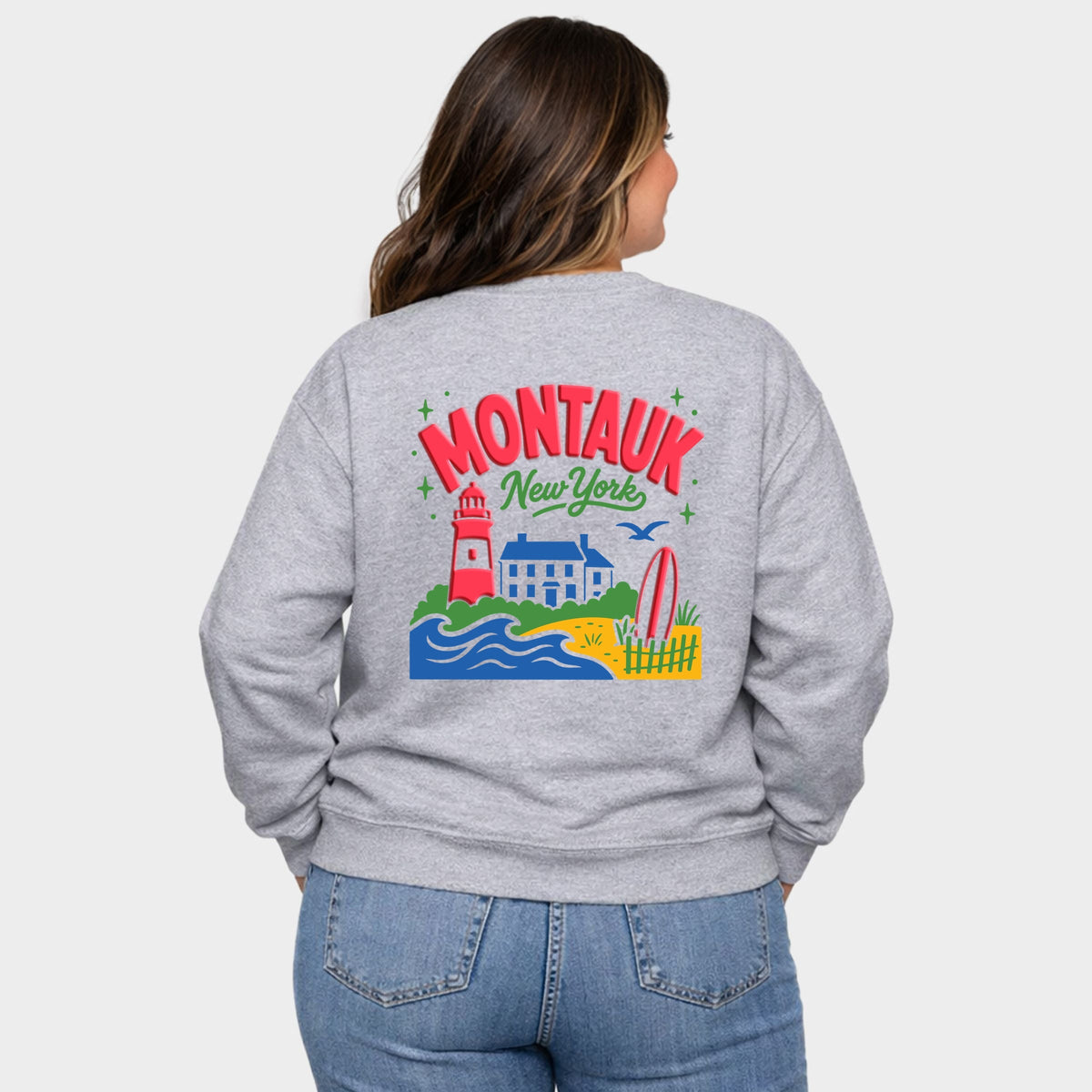 Montauk Vibrant Puff Print - Women's Plus Sized Graphic Sweatshirt