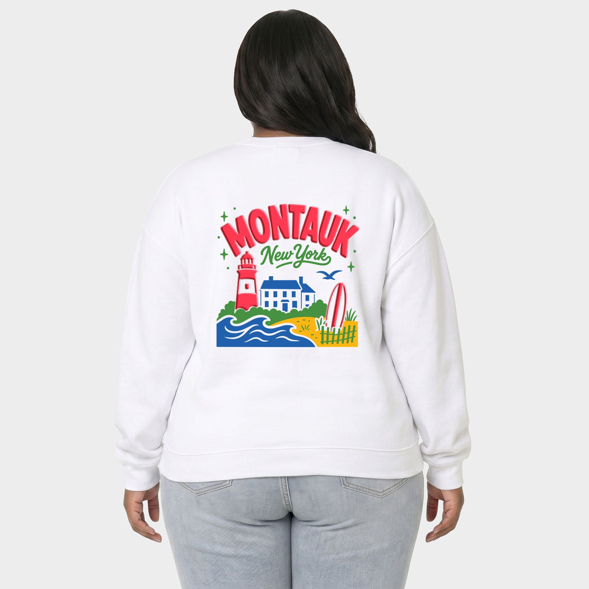 Montauk Vibrant Puff Print - Women's Plus Sized Graphic Sweatshirt