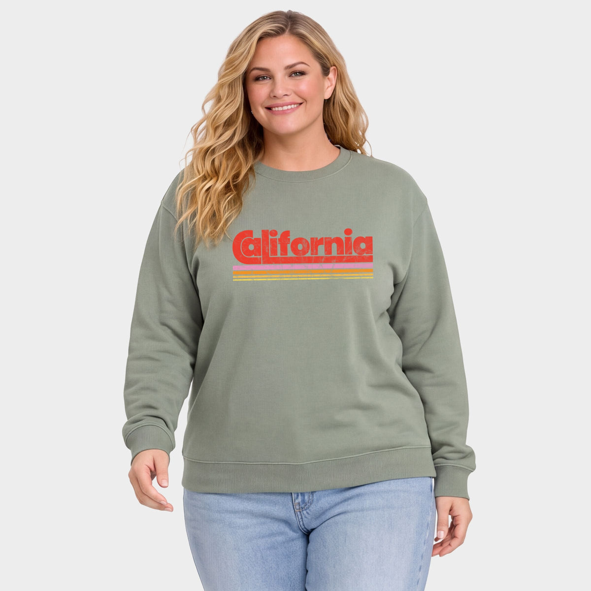 California Retro Stripes - Women's Plus Sized Graphic Sweatshirt