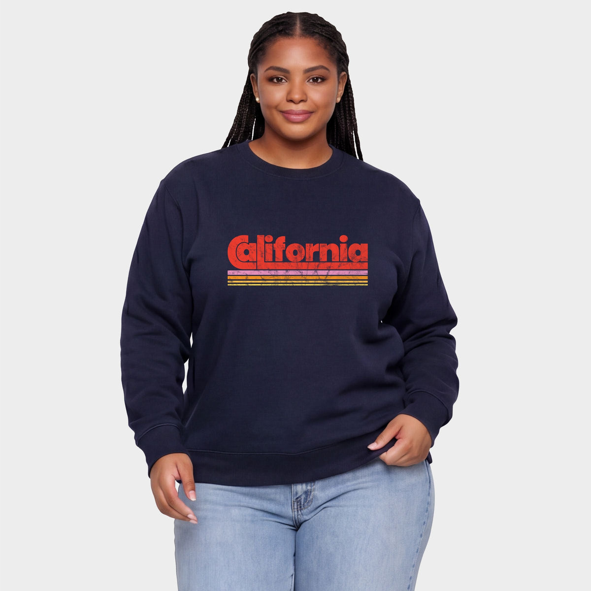 California Retro Stripes - Women's Plus Sized Graphic Sweatshirt