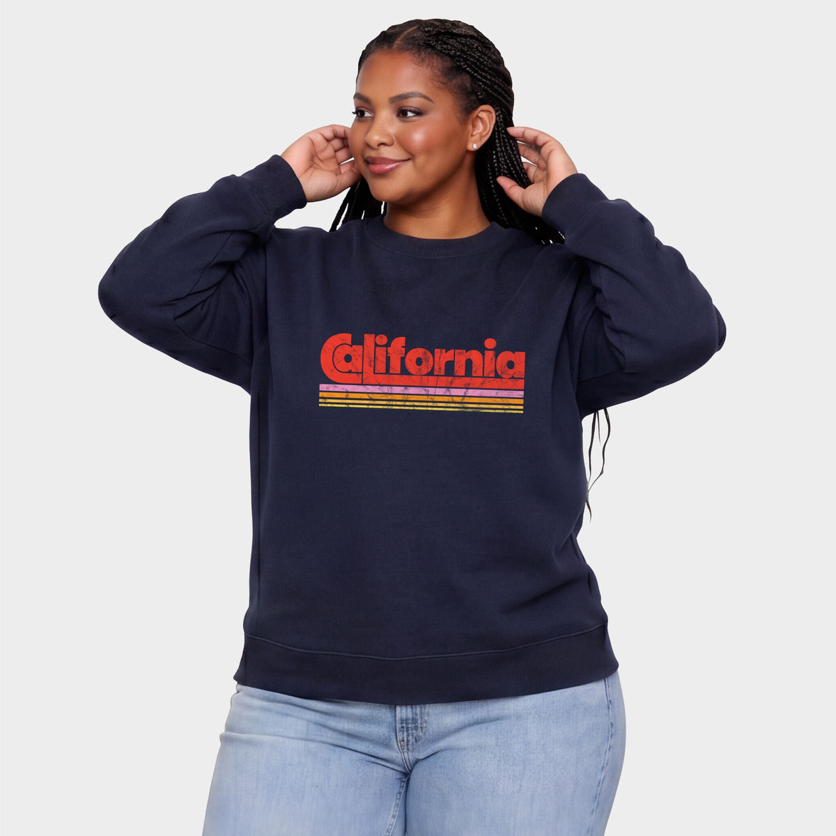 California Retro Stripes - Women's Plus Sized Graphic Sweatshirt