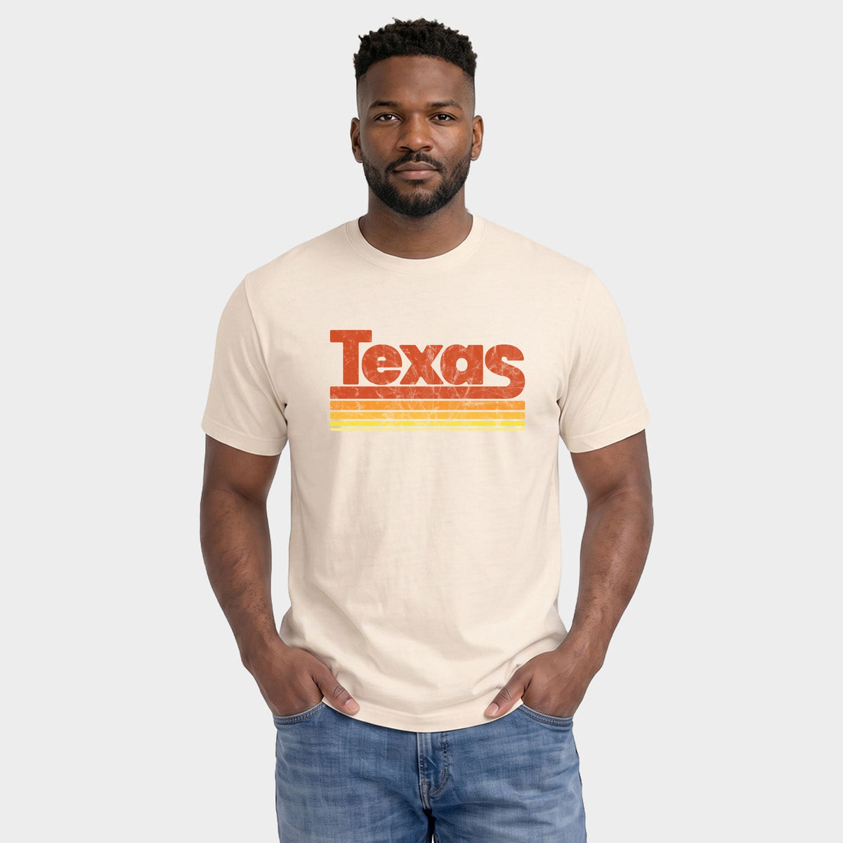Texas Retro Stripes - Men's Garment Dyed Graphic T-Shirt