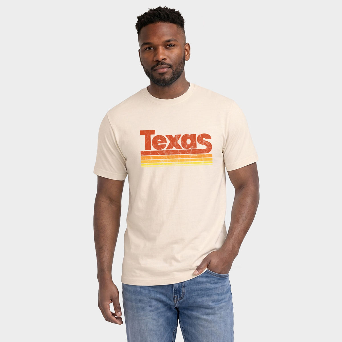 Texas Retro Stripes - Men's Garment Dyed Graphic T-Shirt