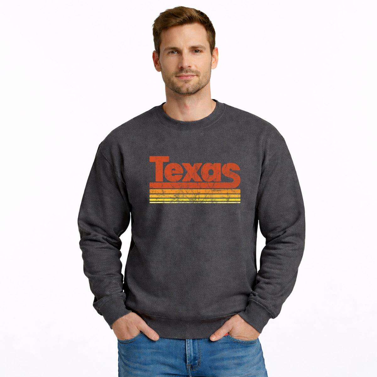 Texas Retro Stripes - Men's Graphic Sweatshirt