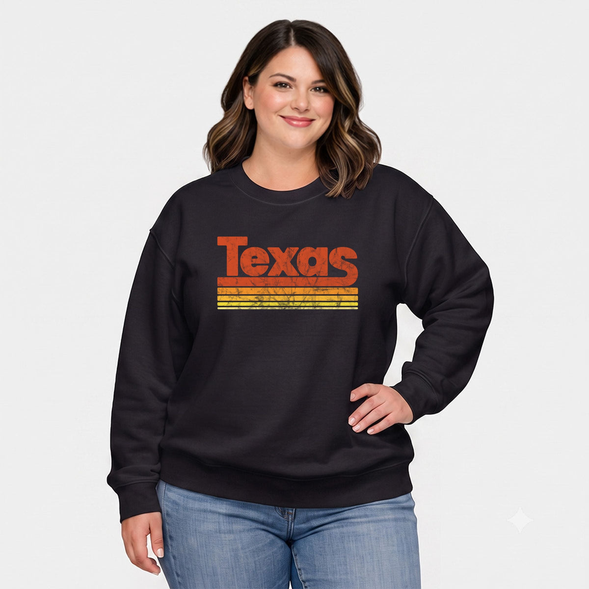 Texas Retro Stripes - Women's Plus Sized Graphic Sweatshirt