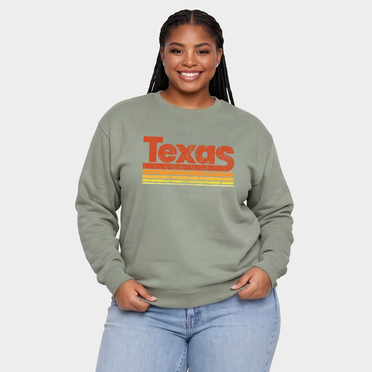 Texas Retro Stripes - Women's Plus Sized Graphic Sweatshirt