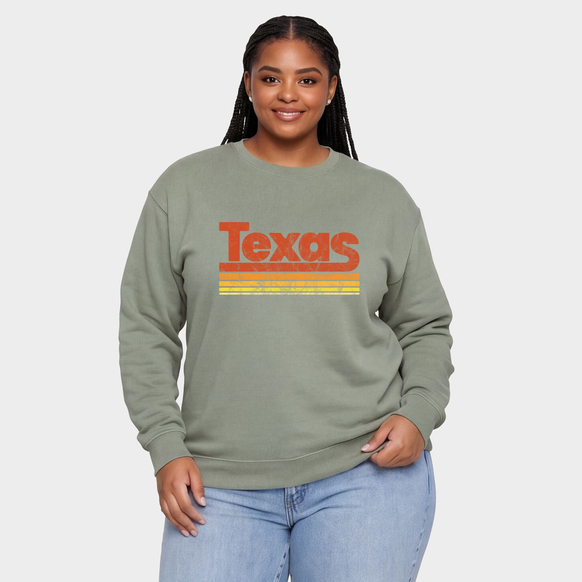Texas Retro Stripes - Women's Plus Sized Graphic Sweatshirt