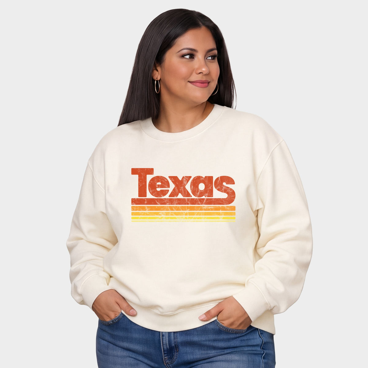 Texas Retro Stripes - Women's Plus Sized Graphic Sweatshirt