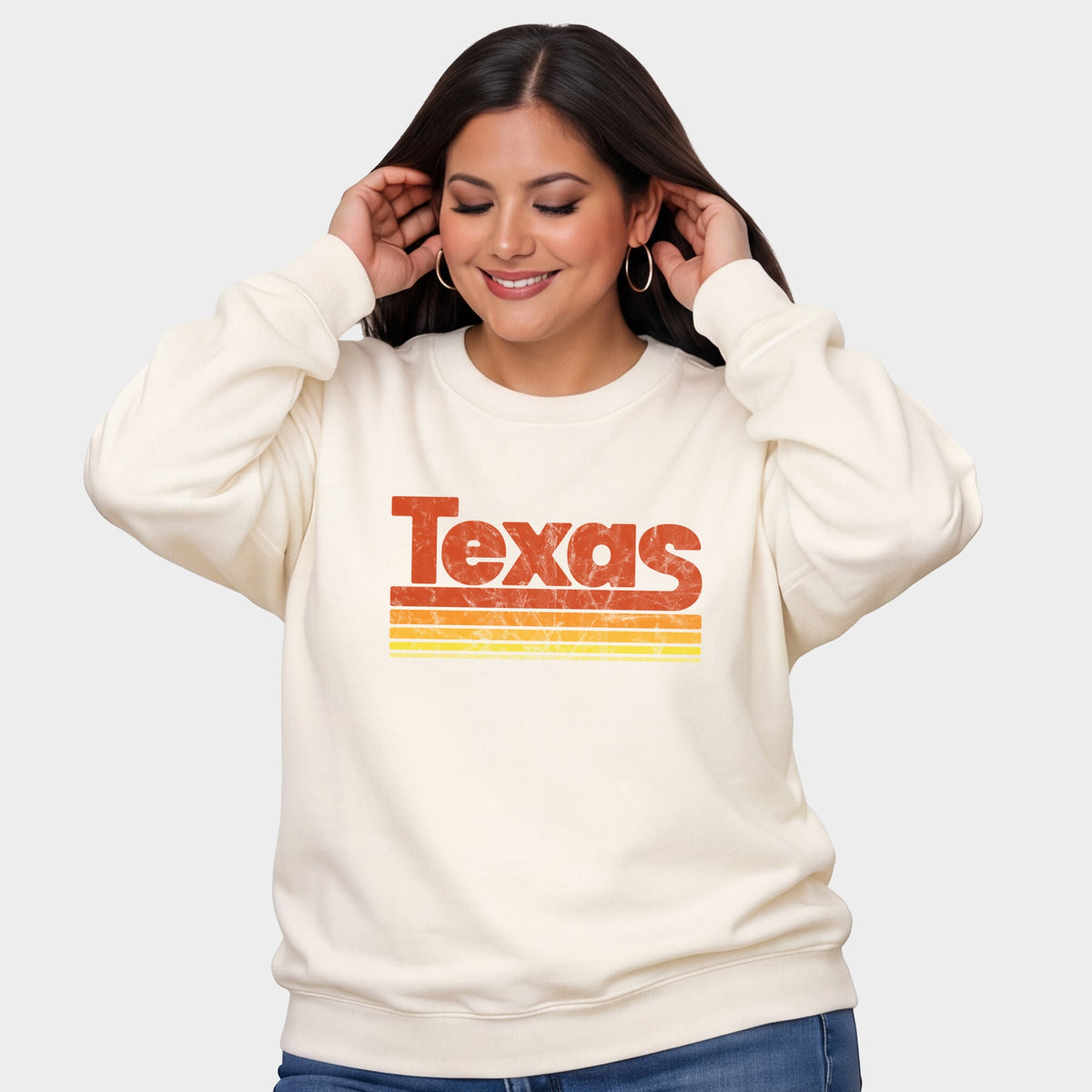 Texas Retro Stripes - Women's Plus Sized Graphic Sweatshirt