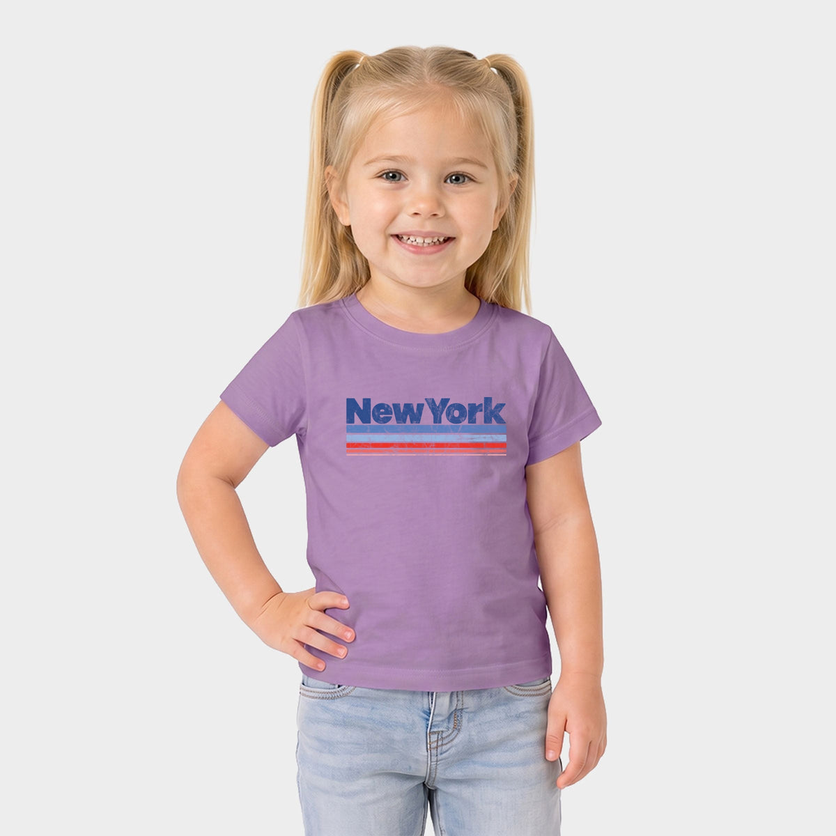 New York Retro Stripes - Toddler Short Sleeve Graphic T-Shirt